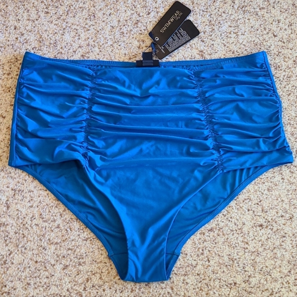 83. City Chic NWT bikini bottom only, size plus 22, lagoon blue, high waist - Picture 4 of 13